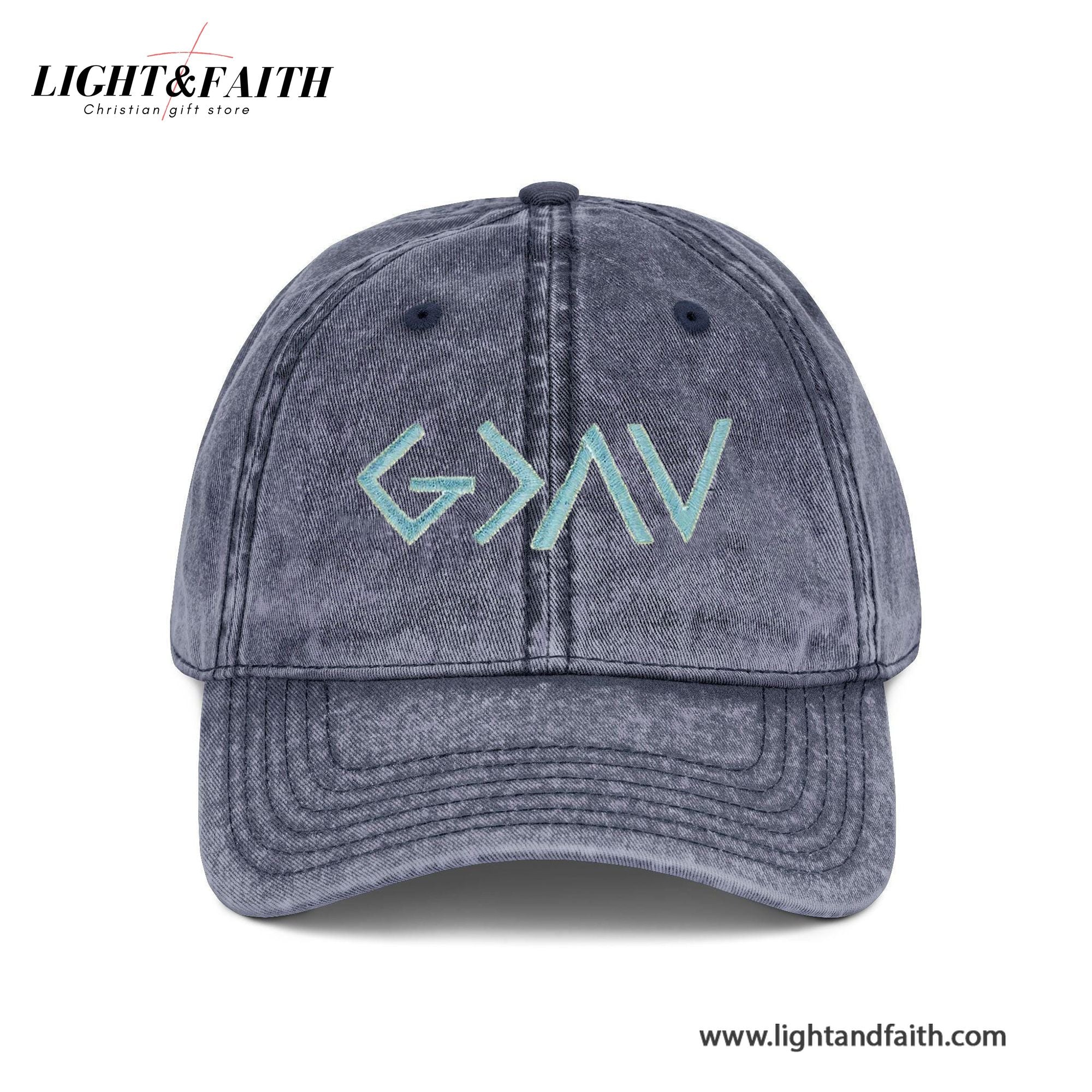 God is Greater Embroidery Baseball Caps, Unisex Cotton Hats, Christian Washed Cap, Gift for Him LAFH06